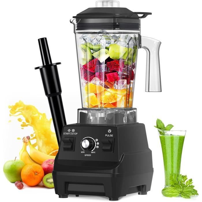 Frullatore professionale da 1600 W, OUTUOTWQ, potente frullatore multifunzione per smoothie, capacità di 1,8 litri, 6 lame, oltre 10 velocità + funzione Pulse.