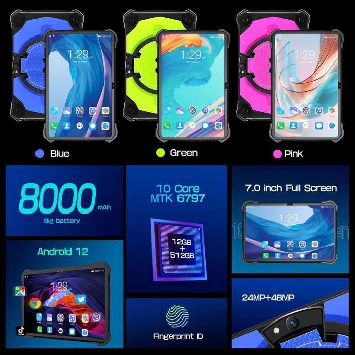 Tablette Enfant 7'' Android Éducative, Tactile, Apprentissage & Jeux, Écran Protecteur des Yeux, Cadeau École