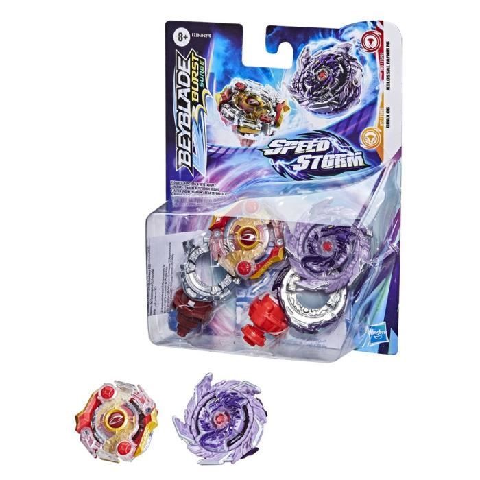 BEYBLADE - Burst Surge Dual Pack - 2 competition tops Speedstorm Kolossal Fafnir F6 and Odax O6