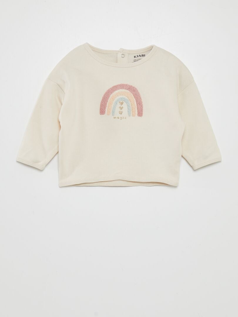 Conjunto de moletom e calça de moletom com estampa - BRANCO