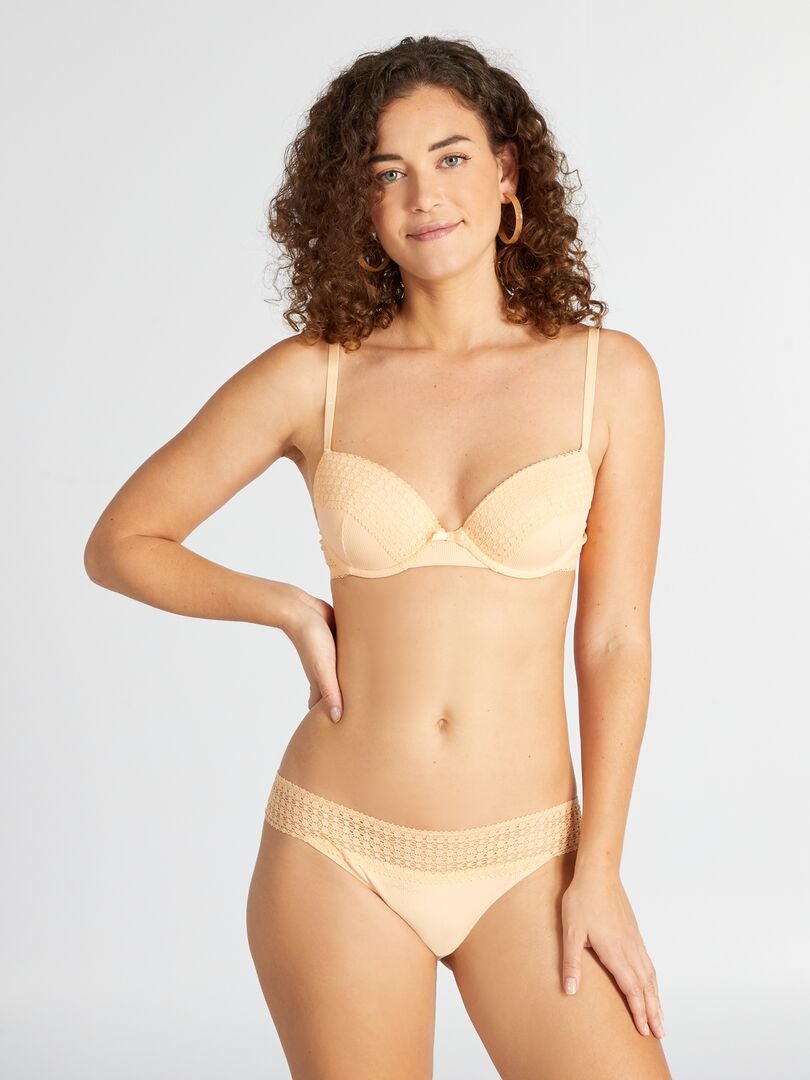 Calcinha com detalhes em renda - LARANJA