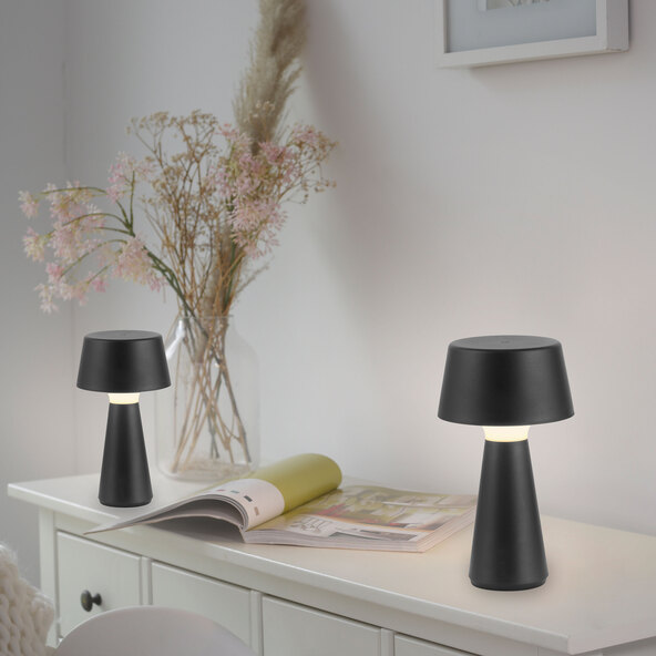 Lepa LED rechargeable table lamp, set of 2, black