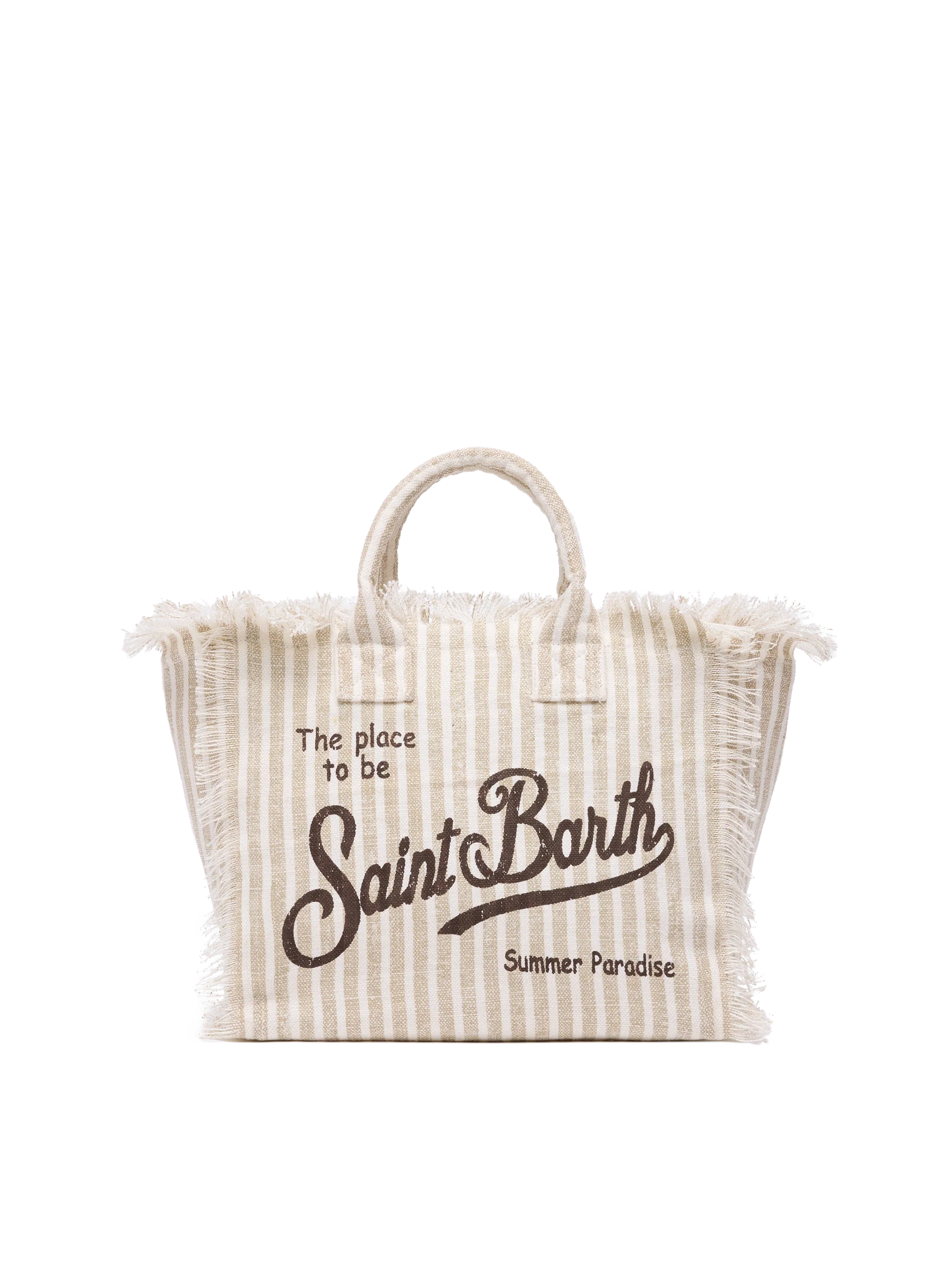 Colette tas van linnen canvas met gestreepte print.