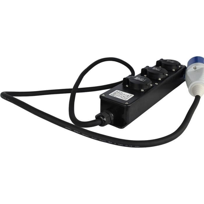 Rallonge électrique pour générateurs à essence - Könner & Söhnen - EX1.5M-3S - 1,5 m - 3 prises 16A - Adaptateur 32 A sécurisé