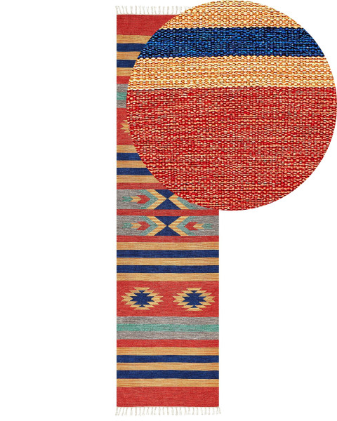 Dywan bawełniany kilim 80 x 300 cm wielokolorowy