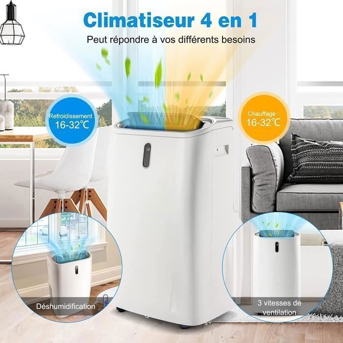 Climatiseur Mobile 16000BTU - RELAX4LIFE- 5 en 1 - Climatiseur Portable 4700W R290 - 35-40m2 - Mode Nuit - Classe énergétique A