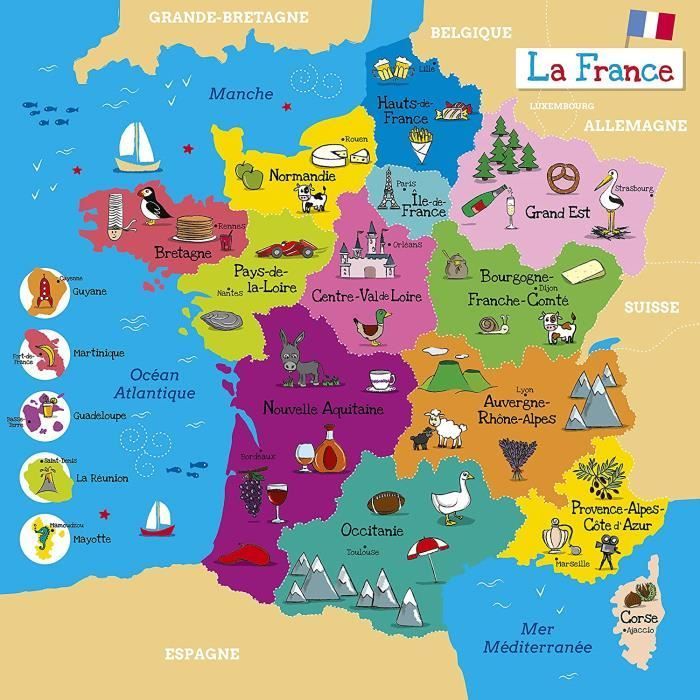 Puzzle en bois Carte de France - WDK - Moins de 100 pièces - Dès 3 ans