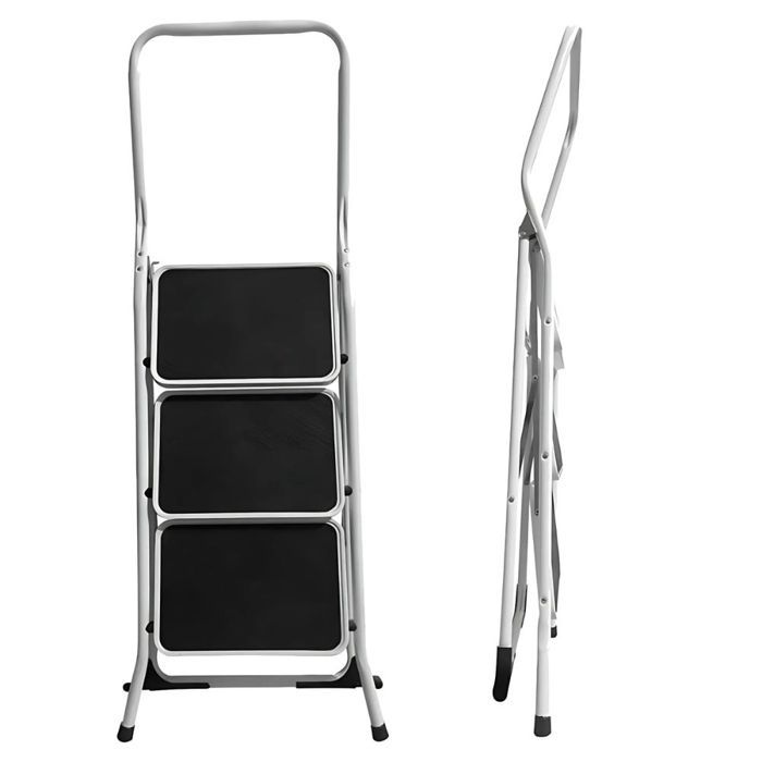 Banqueta dobrável FACILITYS, 3 degraus - Capacidade de 150 kg - Estável e antiderrapante