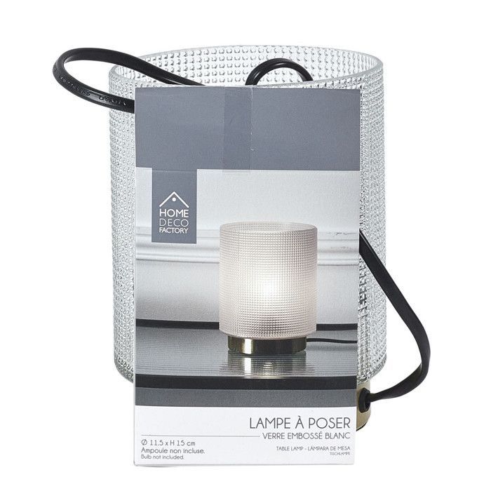 Table Lamp - Home Deco Factory - Embossed Glass - White
