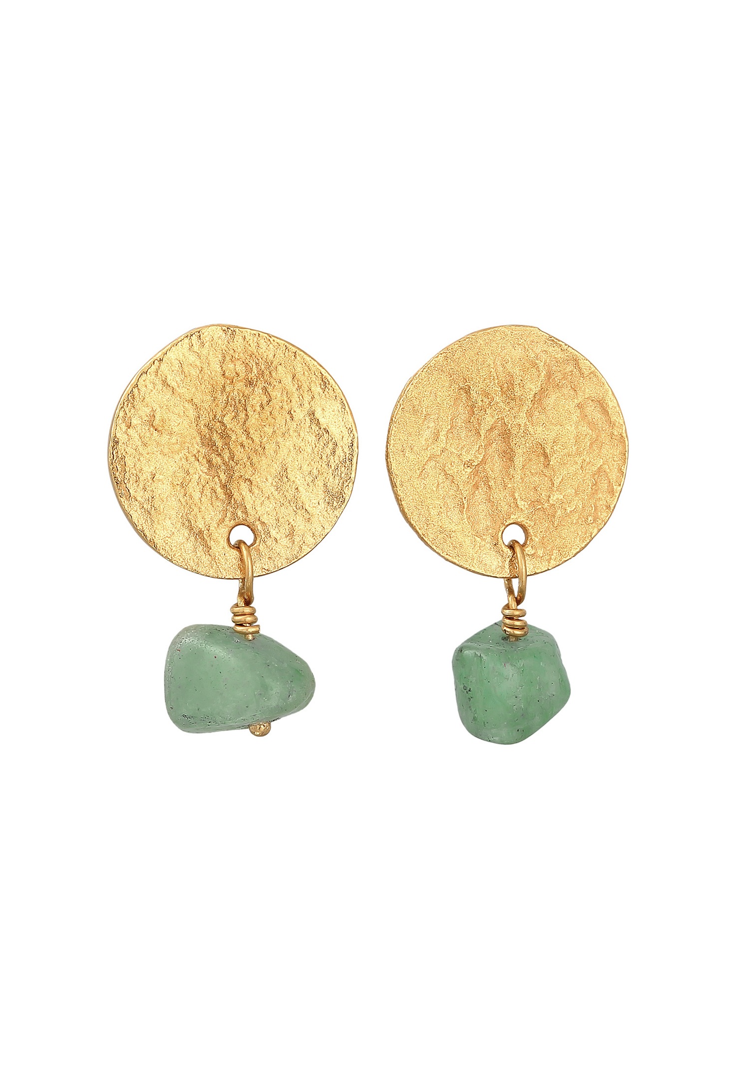Elli PREMIUM Elli PREMIUM Boucles d'oreilles Femmes Pendentif plaquette Vintage Martelé avec Aventurine en argent sterling 925 plaqué or