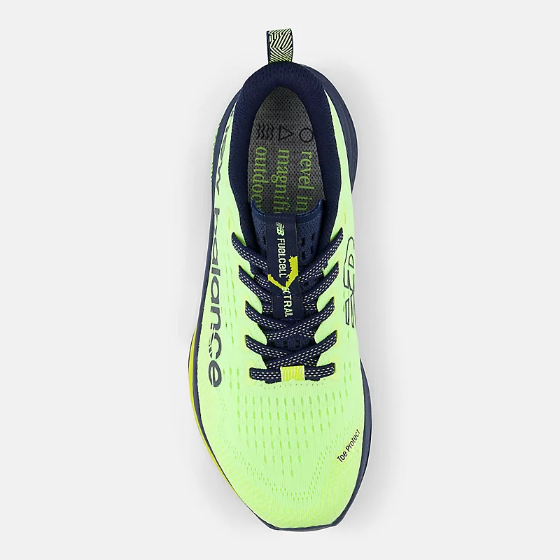 FuelCell SuperComp Trailrunning-Schuhe für Damen in Bleached Lime mit NB Navy und Tea Tree