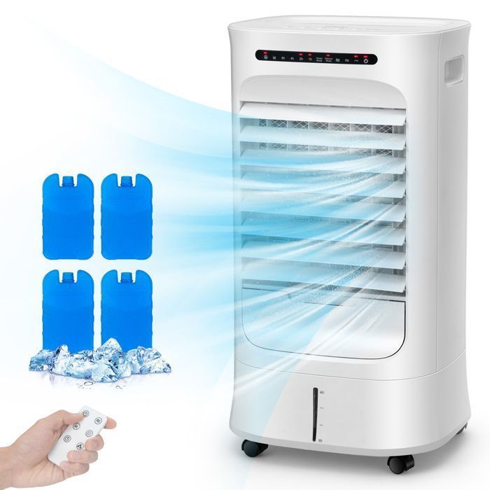 Aire acondicionado/ventilador/humidificador portátil 4 en 1 COSTWAY de 10 L y 55 W - Oscilación de 63° - Temporizador de 15 horas - 39 x 33 x 74 cm