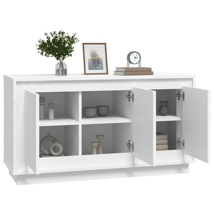 Cassettiera/credenza contemporanea, bianca, 102x35x55 cm, in legno composito LL0000200735