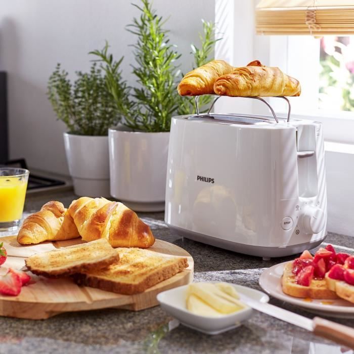 Tostadora - PHILIPS - HD2581/00 - Recogida diaria - 2 ranuras - 830 W - Blanca