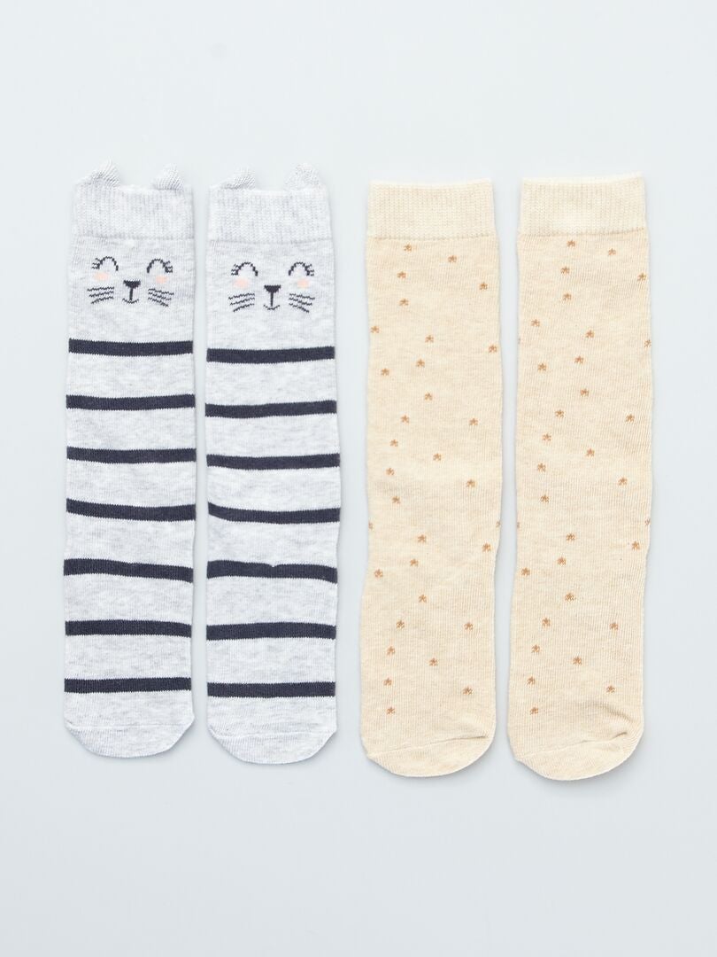Conjunto de 2 pares de meias antiderrapantes - gato