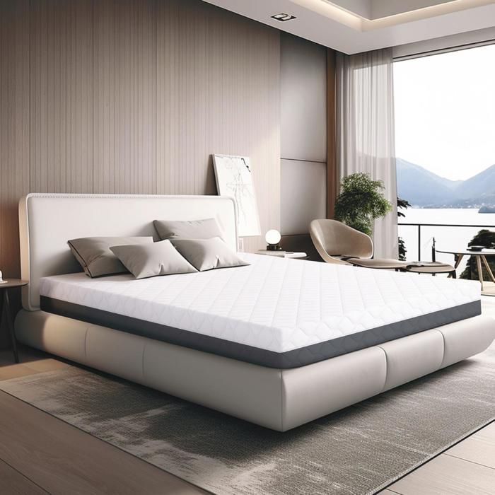 Colchón de espuma viscoelástica TANHK de 130x190 cm, firmeza media, ortopédico, hipoalergénico, funda extraíble, fabricado en Italia.