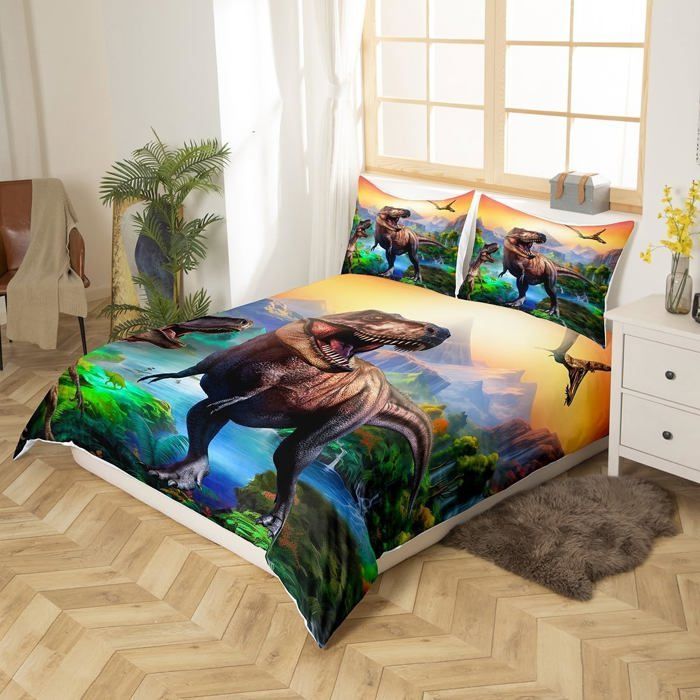 Funda nórdica de dinosaurios 220x240 cm Juego de ropa de cama infantil para adolescentes, juego de ropa de cama de la jungla de dinosaurios Funda nórdica de animales