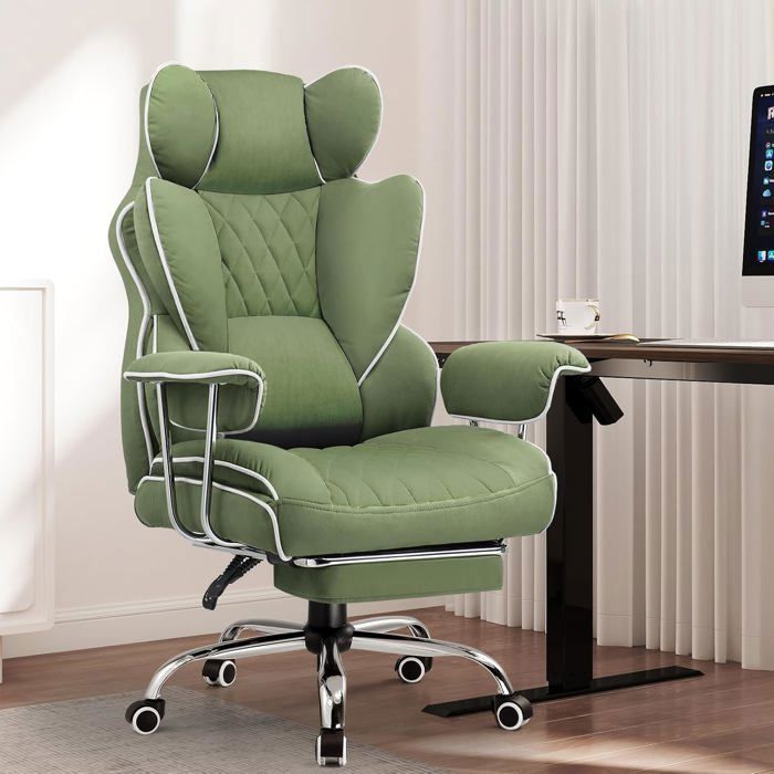 Silla gaming, silla de oficina ergonómica con soporte lumbar de muelles ensacados, verde.