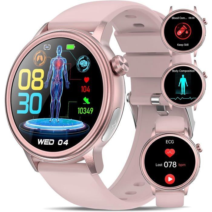 New ECG Smartwatch for Women with Blood Pressure/HRV/Uric Acid/Lipids/BMI, 1.39