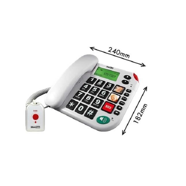 MAXCOM KXT481 Corded Phone - Large Buttons and Images - SOS Button - White