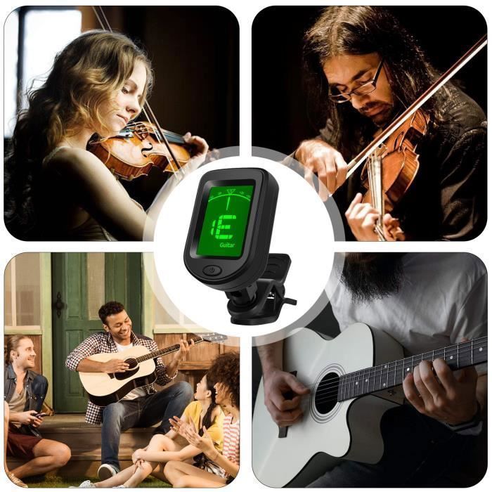 Accordeur de Guitare avec Ecran Couleur LCD 360°, Accordeur à pince compact,pour Guitare,Basse,Violon,Ukulélé