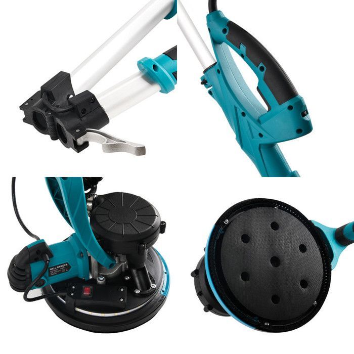 Levigatrice Giraffe da 1250 W con aspirazione automatica della polvere - Impugnatura telescopica e pieghevole - 6 velocità da 800 a 1800 giri/min - Testa rotante a 90°