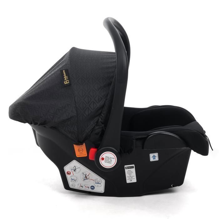 BEBELISSIMO - 3-in-1 Travel System - CAVO 0+ Car Seat - Carrycot - From Birth - Up to 22kg - Black