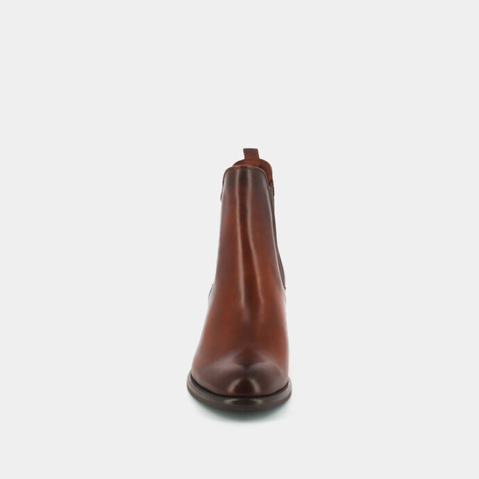 Bottines à talons  en cuir cognac