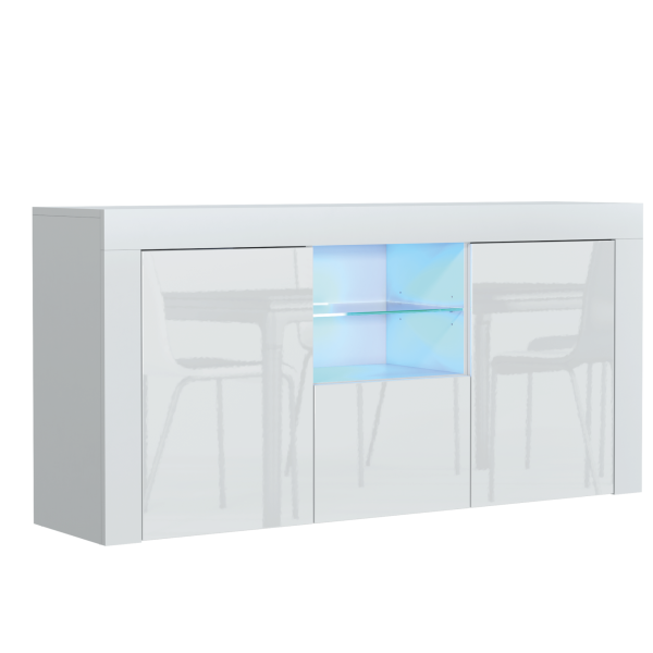 Komoda 145cm RTV ONE FURNITURE - Biały Laminat & Połysk
