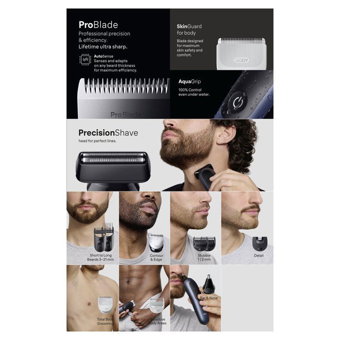 Rifinitore multifunzione - BRAUN - MGK7540 - 120 min - Impermeabile - Nero