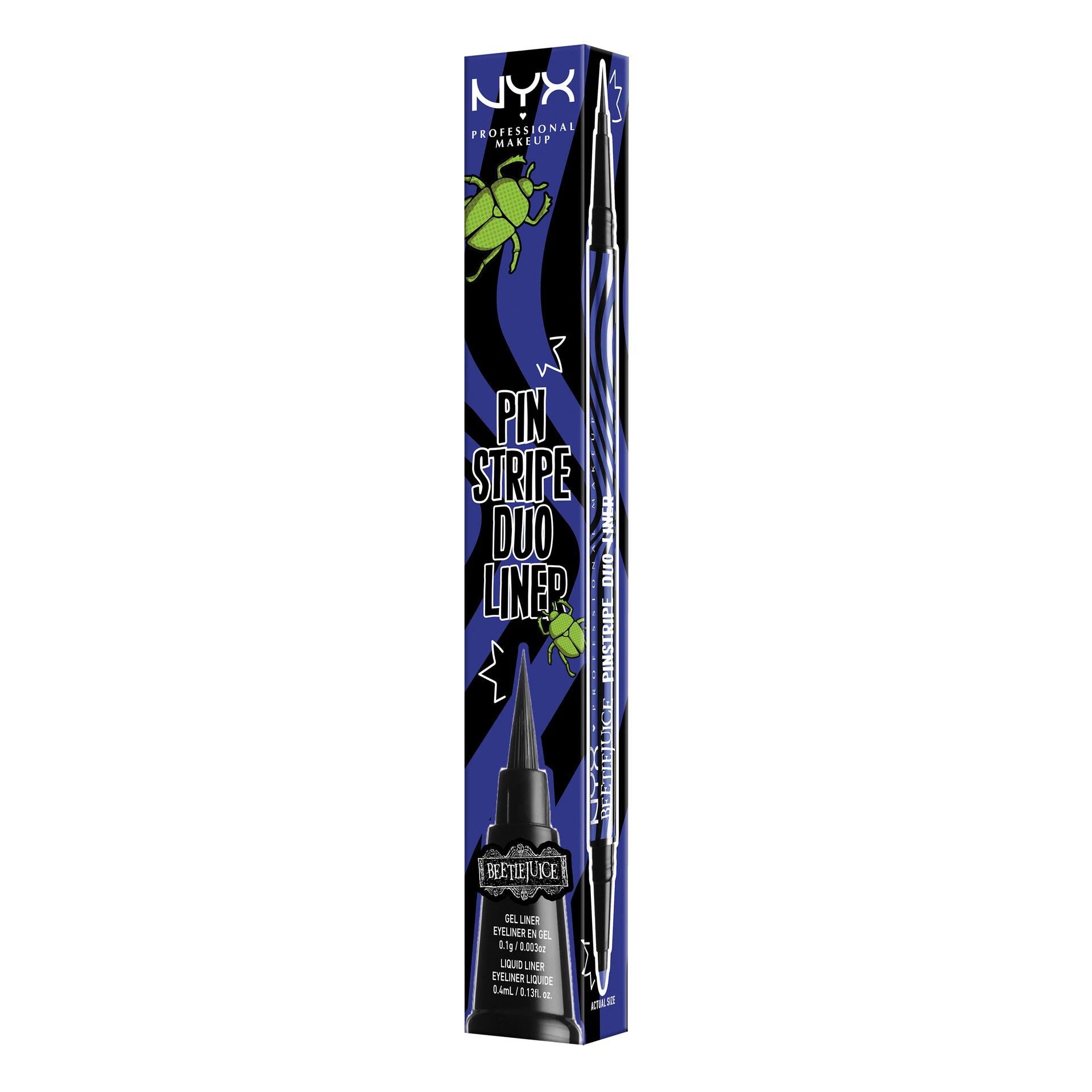 Tuș de ochi Beetlejuice Pinstripe Duo Negru + Crom Violet - NYX Professional Makeup