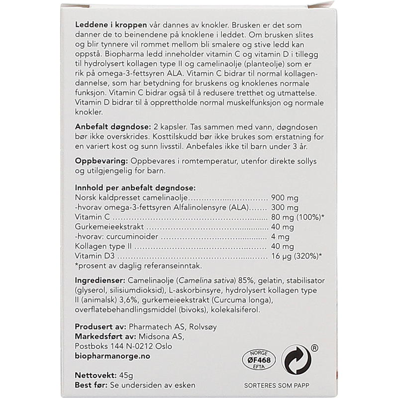 Biopharma Ledd 60 kapsler Biopharma
