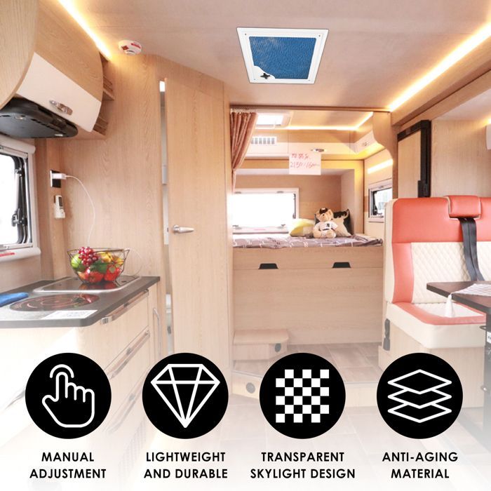 Ventilador de techo para caravana TTLIFE, 40 cm x 40 cm, ajuste manual, reversible, impermeable, para ducha, autocaravana y caravana.