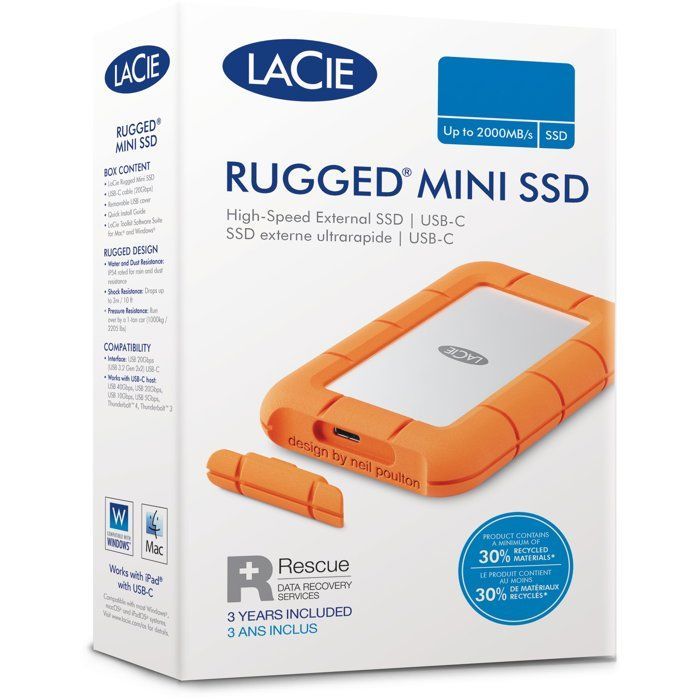 Disque dur externe - LACIE - Rugged Mini STJJ5000400 - 5 To - 3.2 Gen 1 - Orange