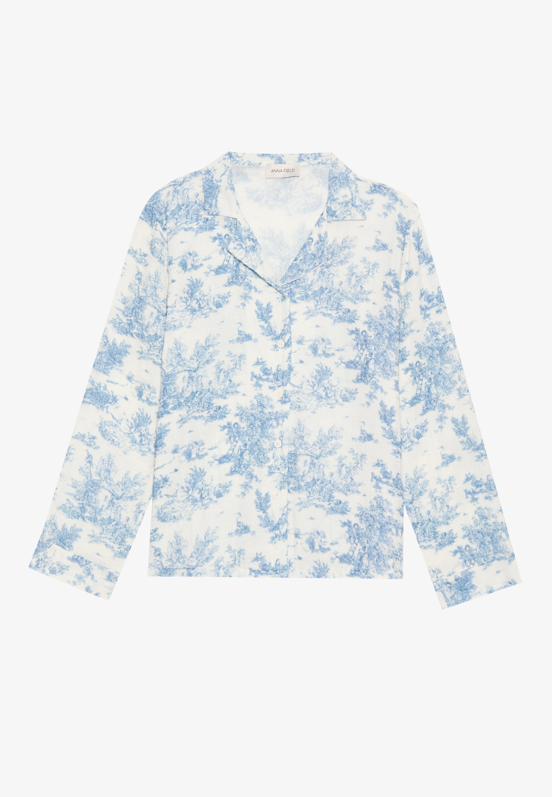 Ensemble pyjama Anna Field en mousseline de coton imprimée - blanc/bleu