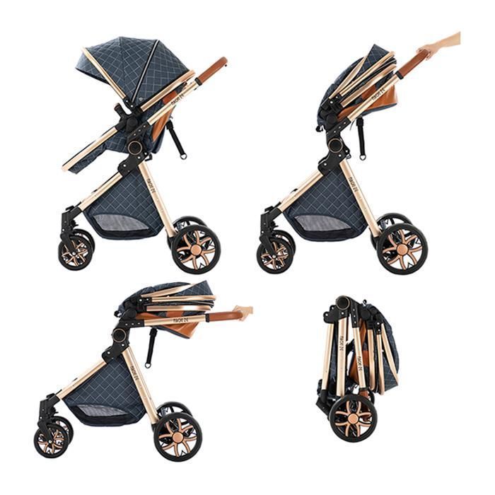 Magic ZC Kinderwagen, 3-in-1 Reisesystem, Kinderwagen mit Handtasche, bis 15 kg, 0–3 Jahre, Ein-Klick-Faltmechanismus, hohe Querformatansicht, Braun
