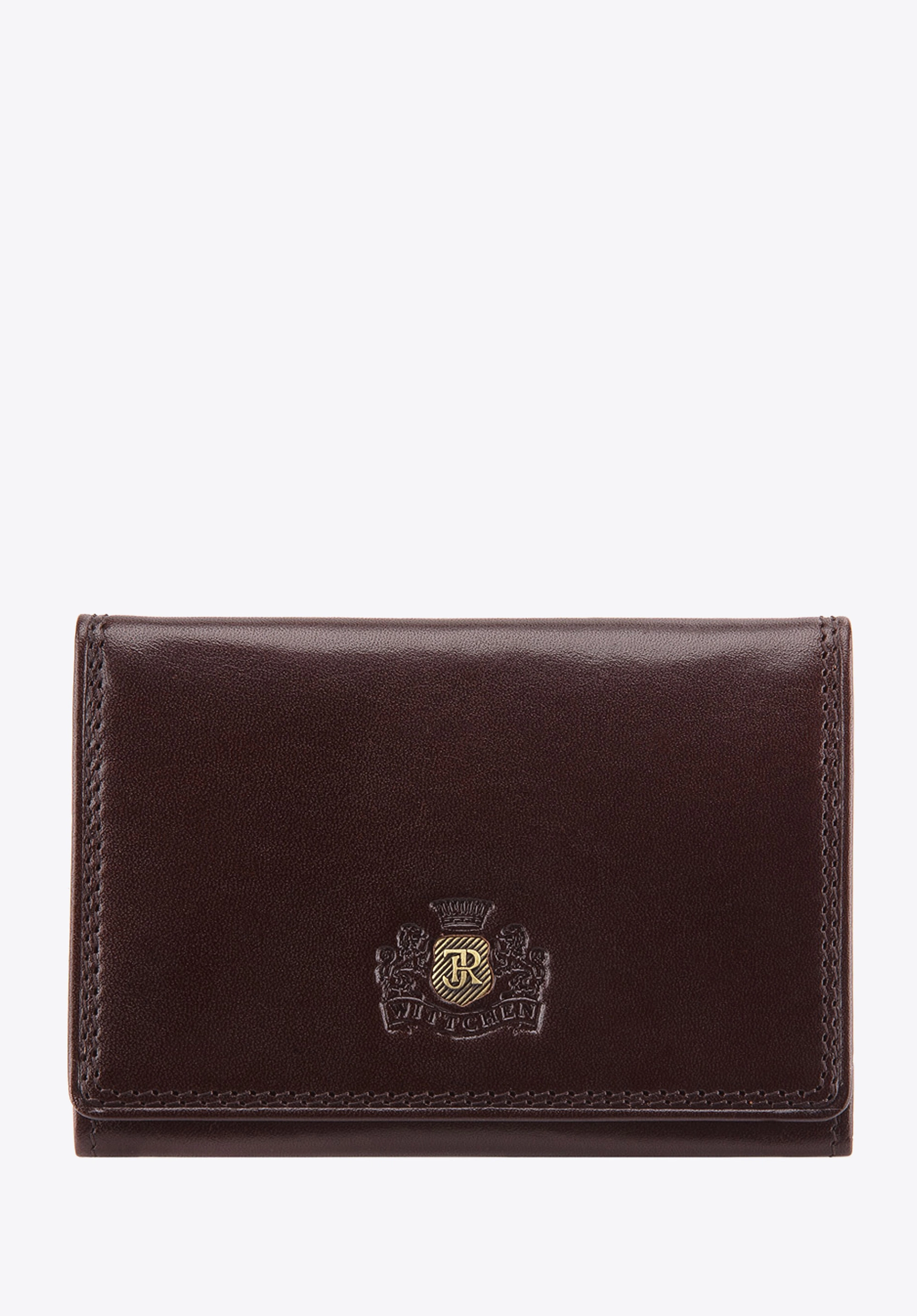 Etui na wizytówki skórzane z monogramem brązowe