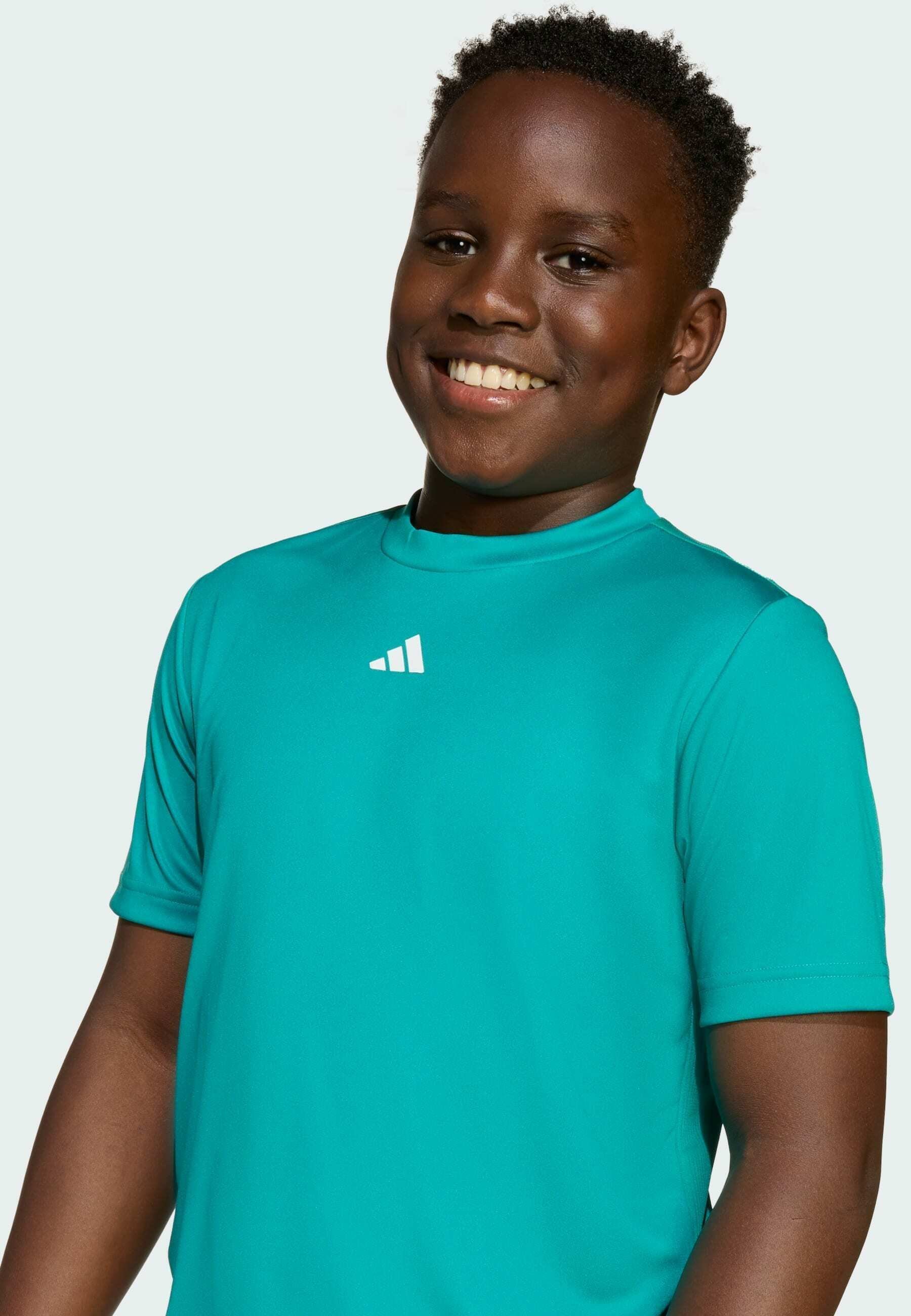 adidas Performance TRAINING ESSENTIAL JUNIOR UNISEX - T-shirt met print - puur turquoise wit