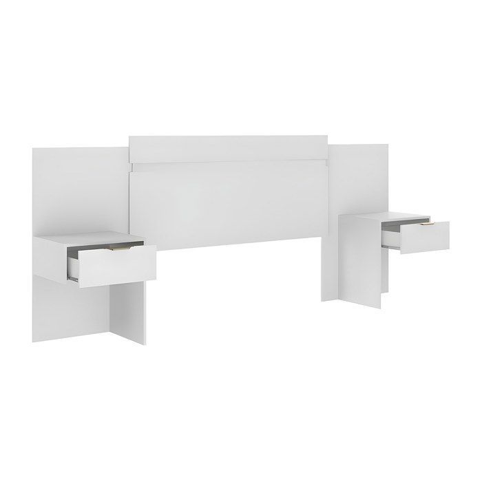Cabecero extensible con mesitas de noche - 140/160 cm - Blanco - PARATI