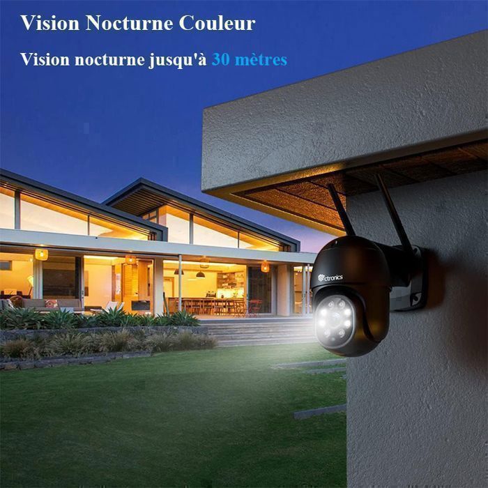 Ctronics 2-Pack Outdoor WiFi Surveillance Cameras with Color Night Vision, 30M Range, Human Detection, and Auto Tracking