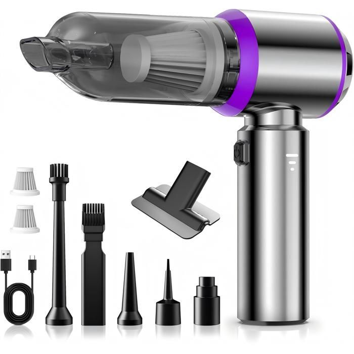 Aspiradora de mano ACELIFE de 18000 Pa, potente aspiradora inalámbrica para coche con 3 velocidades, 80 000 RPM, para PC, hogar, coche, oficina y sofá.