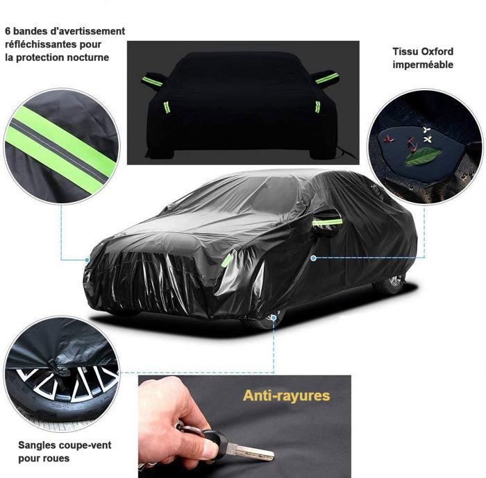 Funda para coche de exterior - MAGICFOX - 4,9 × 1,8 × 1,5 m - Impermeable - Resistente a los rayos UV - Cierre lateral