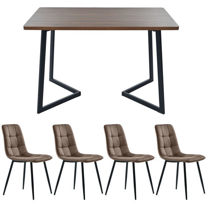 Nuevo juego de comedor de material ecológico (juego de 5), mesa de comedor con 4 sillas, mesa de comedor moderna para cocina.
