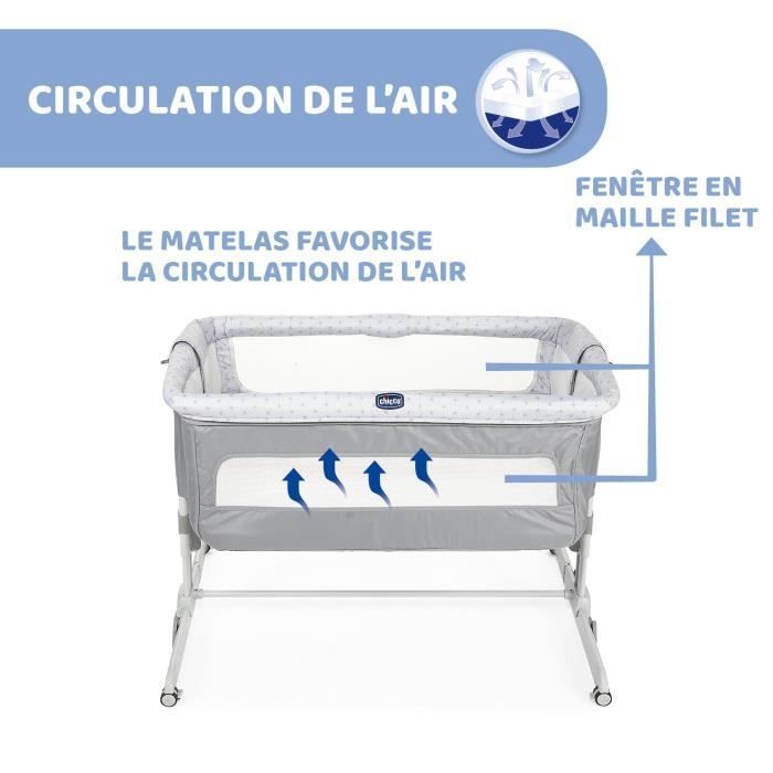 Next2Me Dream Silver Beistellbett – Chicco – Ab 0 Monaten – Höhenverstellbar – Inklusive Matratze