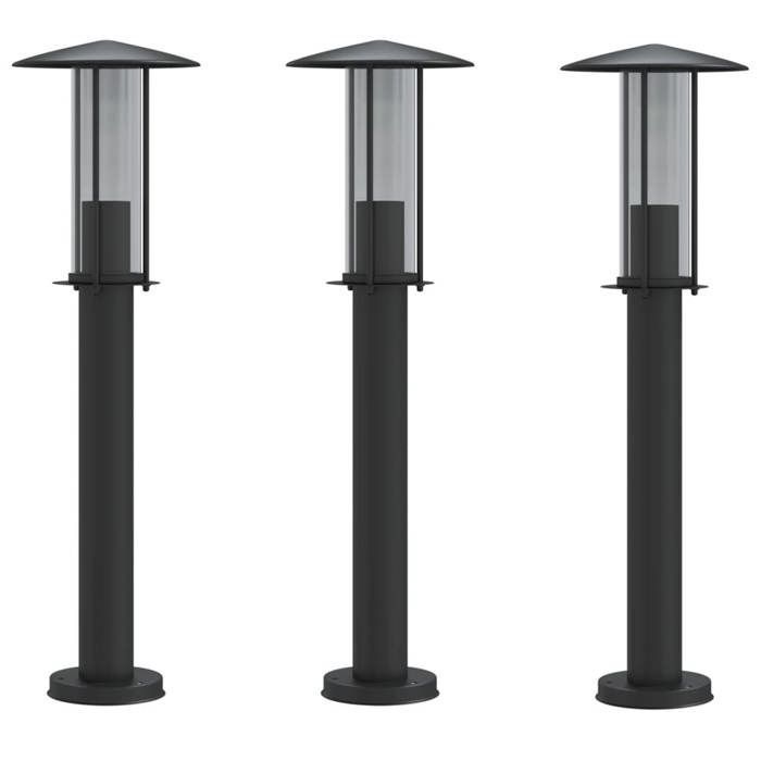 vidaXL Outdoor Floor Lamps 3 pcs Black 60 cm Stainless Steel, Outdoor Ground Lighting, Garden Ground Lighting, 4006354