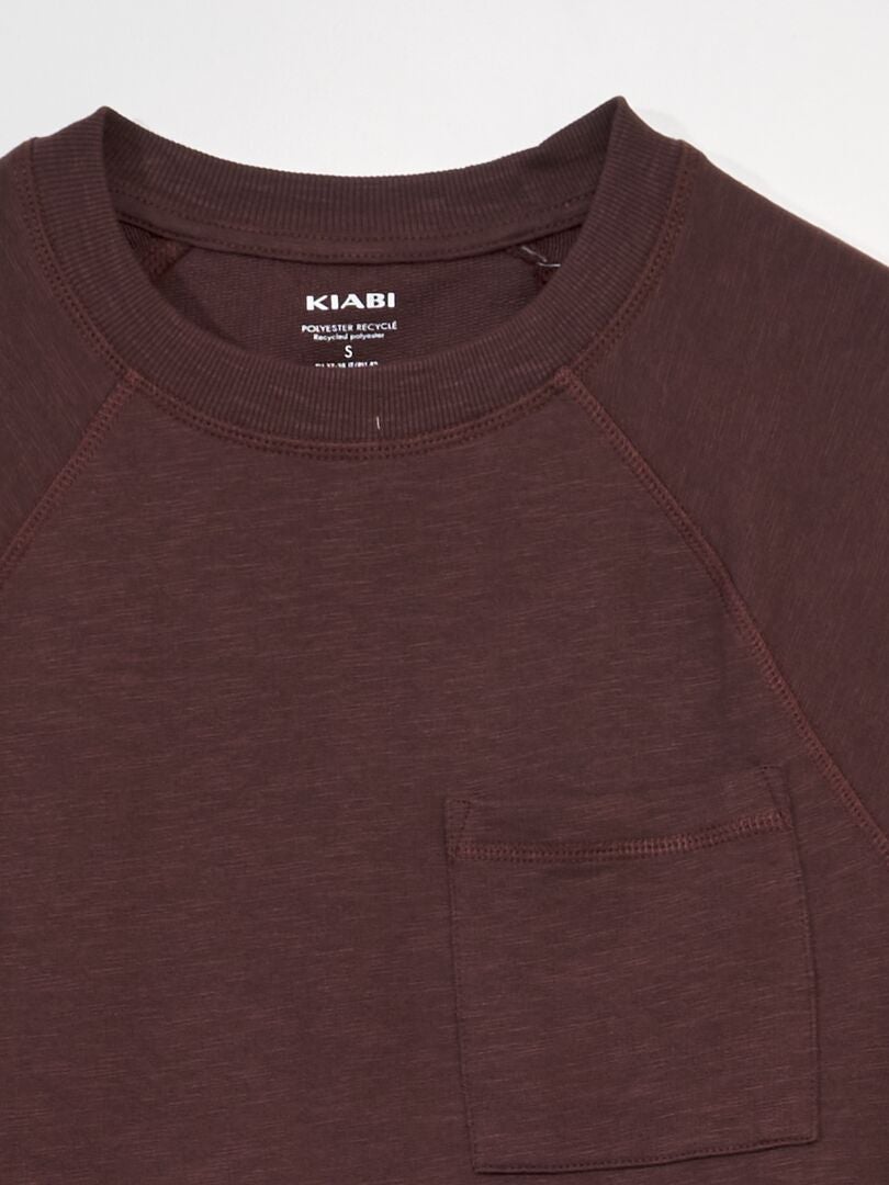 Zwaar T-shirt met lange mouwen - BRUIN