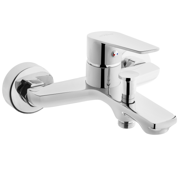 Bateria wannowa jednouchwytowa ścienna Invena Dokos chrom
