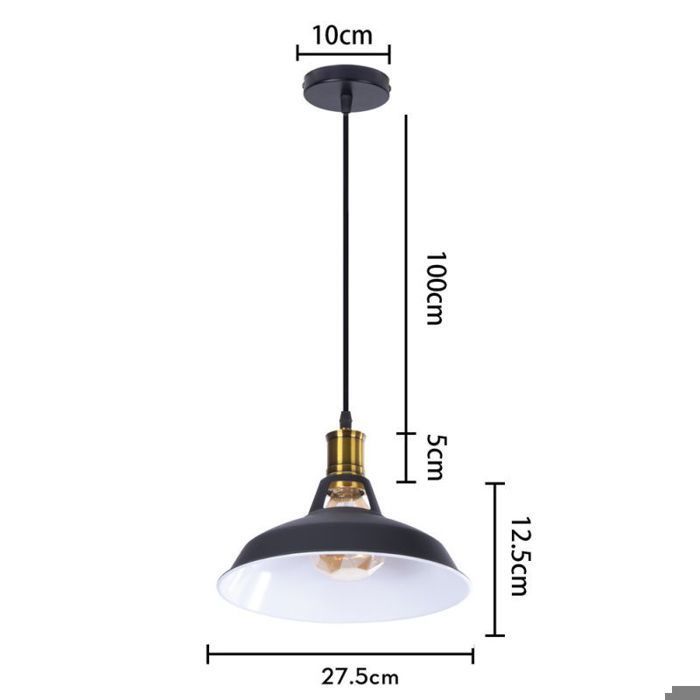 Lámpara colgante industrial UNI de 27 cm, estilo retro, con casquillo E27 (juego de 3).