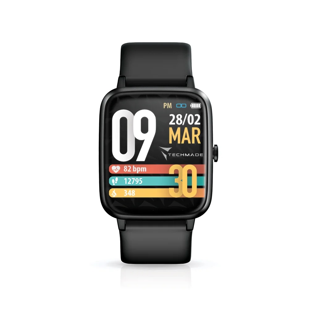 TECHMADE Techmade Move smartwatch in zwart die je altijd bij je kunt dragen.