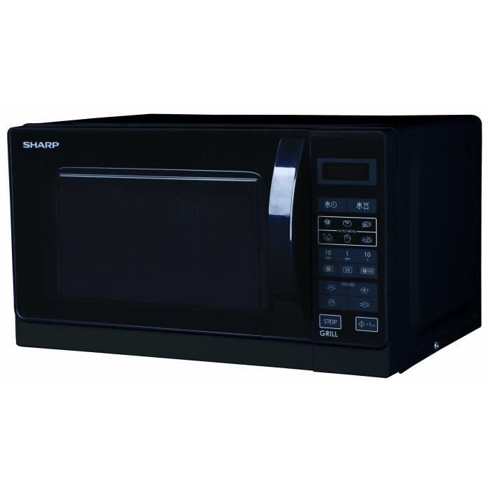 SHARP R-742BKW - Forno a microonde con grill - Nero - 25L - 900 W - Grill 1000 W - Libera installazione